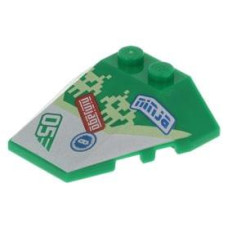 Eredeti, új LEGO ék/szárny 4×4 íves tetején 2db bütyökkel mintával, zöld (48933) - a dinamikus formákhoz