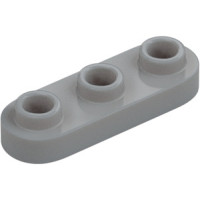 LEGO lapos elem 1×3 lekerekített tetején három lyukas bütyökkel, világosszürke (77850)