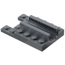 Eredeti, új LEGO lapos elem 4×6 középen fogaskerék-pályával/indító alappal (Ninjago), sötétszürke (1979) - nélkülözhetetlen építőelem, alkatrész