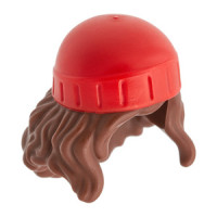 LEGO női haj félhosszú piros színű sapkával, vörösesbarna (106162)