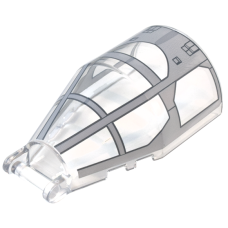 Eredeti, új LEGO szélvédő 6×4×2 egyik végén fogantyúval mintával (SW), átlátszó (104864) - speciális jármű alkatrész