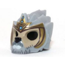Eredeti, új LEGO maszk oroszlán maszk korona mintás, világosszürke (13041) - stílusos fejfedő a minifiguráknak