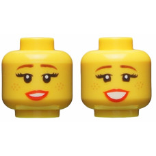 LEGO női fej kétarcú szeplős nevető arc mintával, sárga (50516) LEGO női fej kétarcú szeplős nevető arc mintával, sárga (50516)