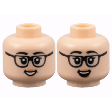 LEGO női fej kétarcú szemüveges nevető arc mintával, világos testszínű (69016) LEGO női fej kétarcú szemüveges nevető arc mintával, világos testszínű (69016)