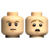 LEGO férfi fej kétarcú ijedt/mérges arc mintával, világos testszínű (101471)