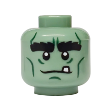Eredeti, új LEGO fej alien/szörny fej mintával, homokzöld (112489) - karakteres pótalkatrész minifigura építéshez