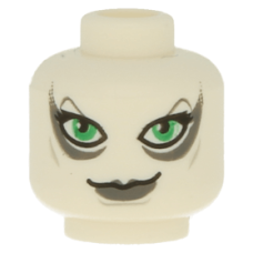 LEGO női fej zöld szemek és mosolygó arc mintával, fehér (76703)