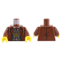 LEGO felsőtest kabát, mellény, nyakkendő és rendőrjelvény mintával, vörösesbarna (76382)