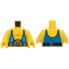 LEGO felsőtest izmos mellkas, kék színű birkózó ruha és öv mintával, sárga (76382)