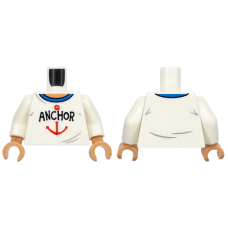 LEGO felsőtest póló horgony és 'ANCHOR' felirat mintával, fehér (76382) LEGO felsőtest póló horgony és 'ANCHOR' felirat mintával, fehér (76382)