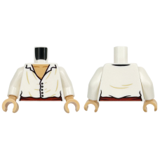 Eredeti, új LEGO felsőtest ing mintával, fehér (76382) - egyedi minifigura készítéshez