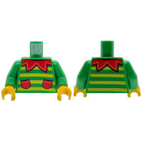 LEGO felsőtest csíkos póló, piros gallér és zseb mintával, zöld (76382)