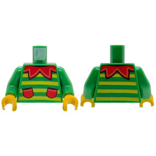 LEGO felsőtest csíkos póló, piros gallér és zseb mintával, zöld (76382) LEGO felsőtest csíkos póló, piros gallér és zseb mintával, zöld (76382)