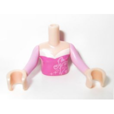 LEGO Friends felsőtest rózsaszínű női ruha mintával, világos testszínű (92456)