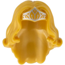 LEGO női haj hosszú hullámos ezüst színű tiara mintával, gyöngyház arany (98725) LEGO női haj hosszú hullámos ezüst színű tiara mintával, gyöngyház arany (98725)