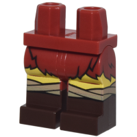 LEGO láb szőrme szoknya és csizma mintával, sötétpiros (107489)