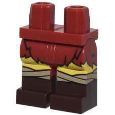 LEGO láb szőrme szoknya és csizma mintával, sötétpiros (107489)