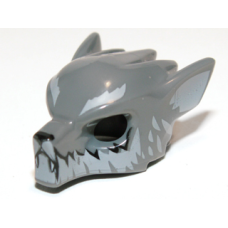 Eredeti, új LEGO farkasmaszk szőr mintával, sötétszürke (12829) - stílusos fejfedő a minifiguráknak