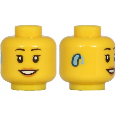 LEGO női fej mosolygó arc és hallókészülék mintával, sárga (69148)  --- Debrecenben raktáron!