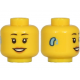 LEGO női fej mosolygó arc és hallókészülék mintával, sárga (69148)