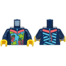LEGO felsőtest virág mintás búvárruha mintával, sötétkék (76382)