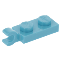 LEGO lapos elem 1x2 vízszintes fogóval, közép azúrkék (63868)
