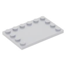 LEGO csempe 4×6 3 szélén bütykökkel, világosszürke (6180)
