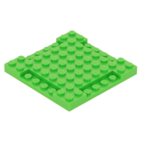 LEGO lapos elem 8×8 középen kiemelkedéssel, oldalán 1×4-es lapos csatlakozóval, világoszöld (2628)