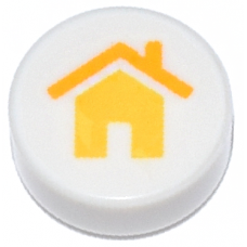 LEGO csempe 1×1 kerek sárga színű ház mintával, fehér (109053) --- Debrecenben raktáron!