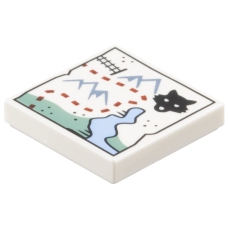 LEGO csempe 2×2 térkép mintával, fehér (111665)