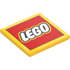 LEGO csempe 4x4 'LEGO' logó mintával, sárga (107596)
