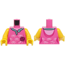 LEGO felsőtest virág mintás ruha és kígyó mintával, sötét rózsaszín (76382)