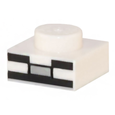 LEGO lapos elem 1x1 Minecraft csontvázfej mintával, fehér (100568)