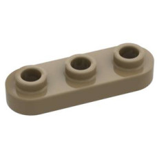 LEGO lapos elem 1x3 lekerekített tetején három lyukas bütyökkel, sötét sárgásbarna (77850)