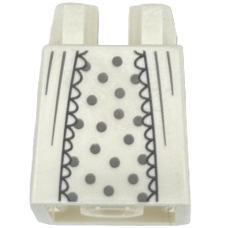LEGO szoknya csipke szegélyes pöttyös mintával, fehér (36036pb093)