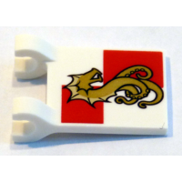 LEGO zászló 2×2 tengeri szörny (leviatán) mintával, fehér (39116)