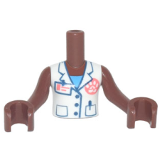 LEGO Friends felsőtest állatorvosi köpeny mintával, vörösesbarna (73141)