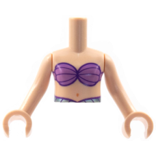 LEGO Friends felsőtest kagyló alakú bikini felső mintával (Ariel), világos testszínű (73141)