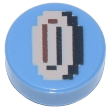 LEGO csempe 1×1 kerek érme mintával (Super Mario), középkék (69883)