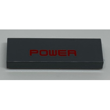 LEGO csempe 1×3 'POWER' felirat mintával, sötétszürke (69926)