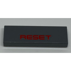 LEGO csempe 1×3 'RESET' felirat mintával, sötétszürke (69927)