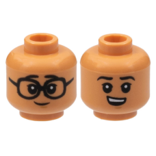 LEGO gyermek fej kétarcú szemüveges arc mintával, testszínű (93680)