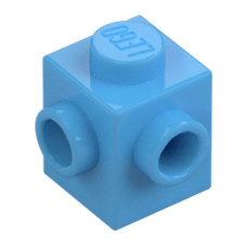 LEGO kocka 1x1 két egymás melletti oldalán egy-egy bütyökkel, középkék (26604)