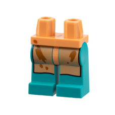 LEGO láb sárfoltos kötény mintával, sötét türkizkék (101005)