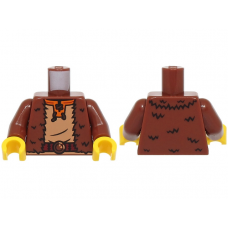 LEGO felsőtest szőrmekabát, fűzős ing és öv mintával, vörösesbarna (76382) --- Debrecenben raktáron!