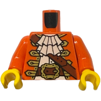 LEGO felsőtest fodros ing aranycsatos öv és kabát (kalóz) mintával, vöröses narancssárga (76382)