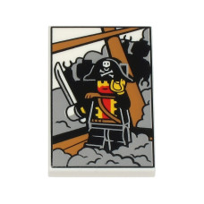 LEGO csempe 2×3 kalóz kapitány mintával, fehér (26603)