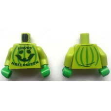 LEGO felsőtest 'HAPPY HALLOWEEN' felirat és tökfej mintával, lime (76382)
