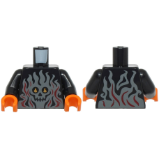 LEGO felsőtest lángoló csontvázfej mintával, fekete (76382)