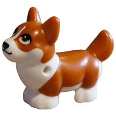 LEGO kutya corgi, sötét narancssárga-fehér (110195)